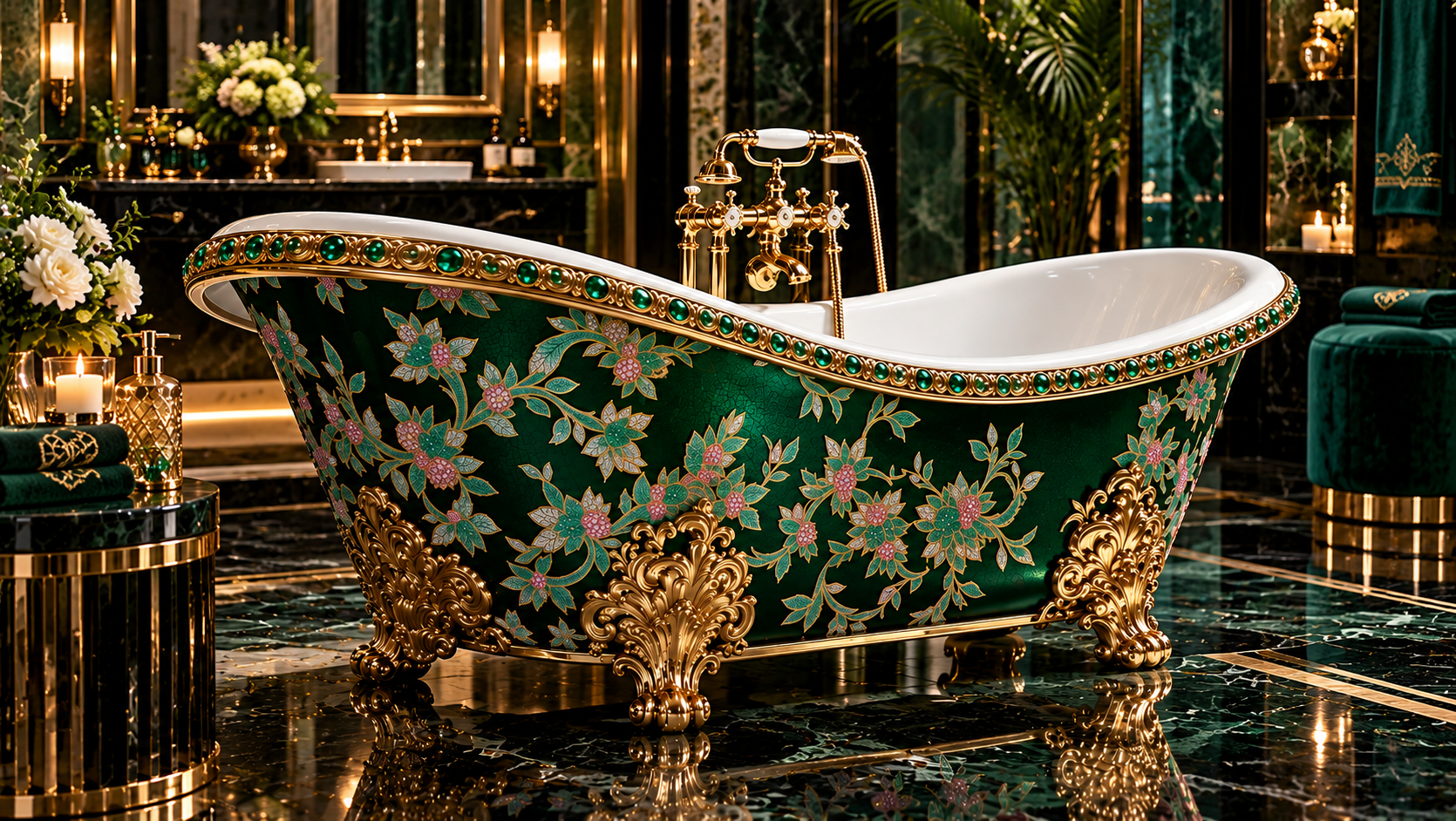 Emerald Floral Bath