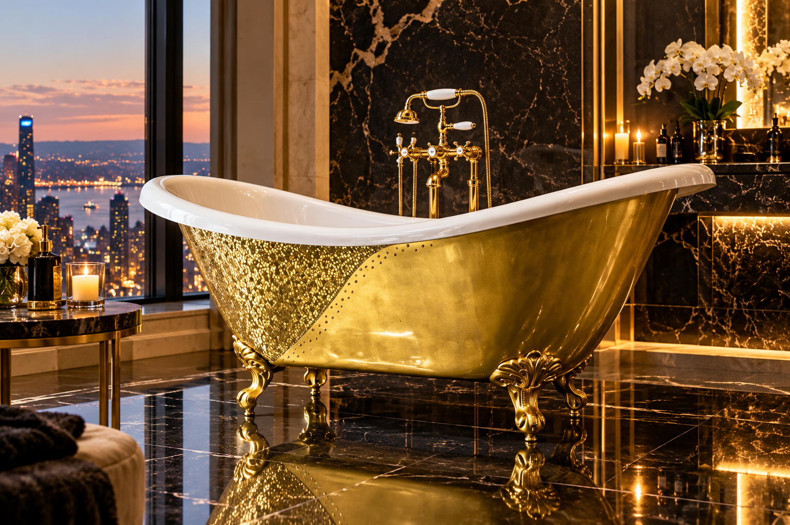 Gold Leaf Clawfoot Bath