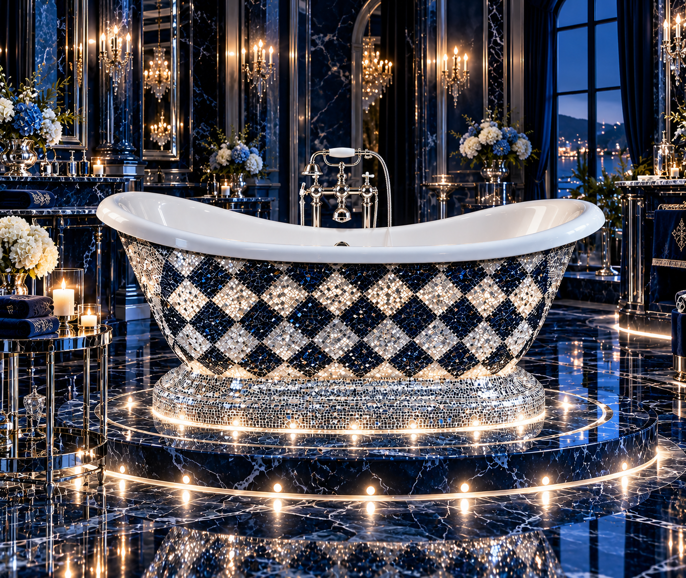 Navy Mosaic Suite Bath